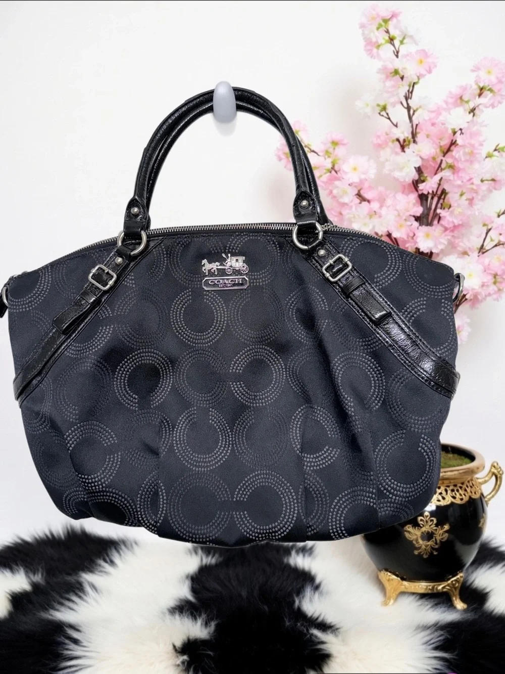 COACH MADISON DOTTED OP ART SOPHIA SATCHEL
